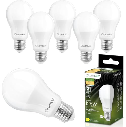 Lumiled LED Lampe E27 A65 15W ersetzt 125W 2025lm 3000K Warmweiß 230V 260° Abstrahlwinkel Nicht Dimmbar Innenbeleuchtung Tropfen Lichtquelle Energiesparlampe 6er Pack