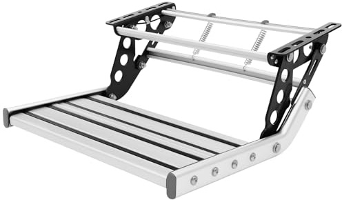 Linanty Marchepied pliable pour camping-car, tapis antidérapant pour camping-cars jusqu'à 150 kg, manuel, en alliage d'aluminium, avec bande LED
