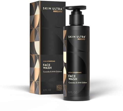 MANSCAPED® Skin Ultra™ Gesichtswaschgel – Peeling-Gesichtsreiniger für Männer mit Ceramiden für hydratisierte, weiche, glatte und strahlende Haut, AHA-Komplex für sanftes Peeling, 177 ml