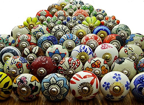 RASTOGI Kunsthandwerk Schubladen Knäufe Tür Schrank zieht indischen Mix Knöpfe sortiert Multi Color Keramik