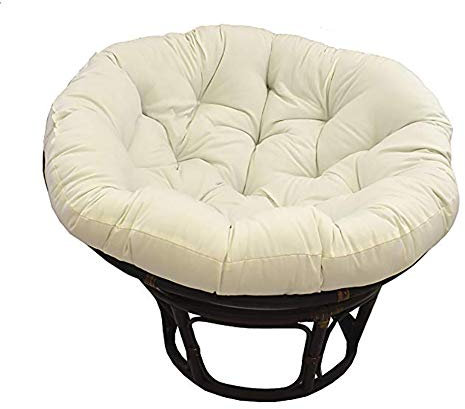 KKLTDI Papasansessel Orthopädisches Sitzkissen, Rattan D110cm(43.3) Rund Weich Hängematte Sitzkissen Für Garten Balkontür-weiß 110cm(43 ch)