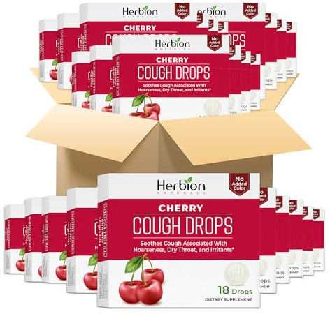 Herbion Naturals pastiglie per la tosse al gusto naturale di ciliegia, integratore alimentare, lenisce la tosse, 18 pastiglie (confezione da 48)