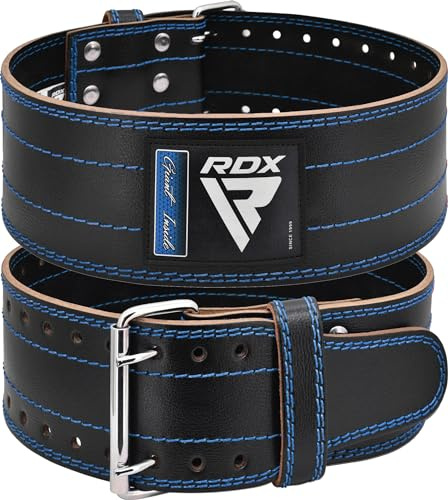 RDX 4” Cintura Palestra Sollevamento Pesi, Vacchetta Pelle 6 mm Spessore, IPL USPA Approvato, Schiena Lumbare Supporto 12 Regolabile Fori Powerlifting Bodybuilding Fitness Gym Allenamento, Uomo Donna