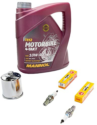 Wartungspaket Öl 4L + Ölfilter + Zündkerzen für Kawasa ki VN 800 Classic VN800 Baujahr 1995-2006