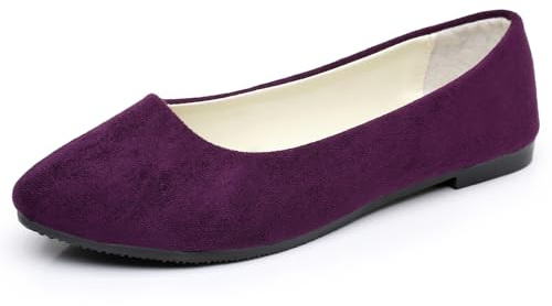 Hwalleum Women's Ballet Flats, Womens Simple Casual Flat Shoes Solid Color Pumps Ladies Girls Dolly Ballet Ballerina Work Smart Office Formal Comfort Pointed Toe Slip On Flats Shoes