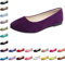 Hwalleum Women's Ballet Flats, Womens Simple Casual Flat Shoes Solid Color Pumps Ladies Girls Dolly Ballet Ballerina Work Smart Office Formal Comfort Pointed Toe Slip On Flats Shoes Purple