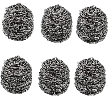 CABLEPELADO Estropajos de Acero Inoxidable, Esponjas de Acero Inoxidable, Estropajos de Alambre de Acero, Desincrusta la Gras, Limpiador De Ollas, 70 mm diámetro, 6 Unidades