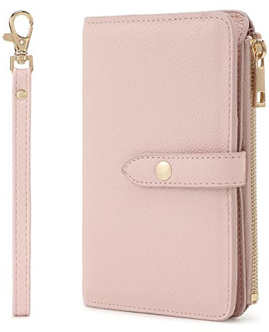 Lychii Reisepass Schutzhülle, Reisepass Brieftasche aus Kunstleder mit RFID Blockier, Travel Wallet Organizer für Impfpass, Kreditkarten, Ausweis und Reisedokumente, Rosa