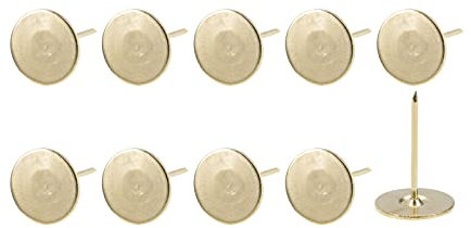 METALLIXITY Tapicería Clavo Tachuelas (19x30x1,4mm) 20uds, Hierro Plano Cabeza Pulsadores - para Casa Construcción, Hogar Cocina Muebles, Dorado Tono