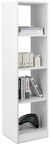 GIANTEX Bücherregal mit 4 Etagen weiß, Regal in modernem Design, Aufbewahrungsschrank für Badezimmer, Arbeitszimmer, Wohnzimmer, 38 x 33 x 142 cm
