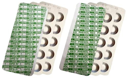 harren24 pastiglie per l‘analisi dell'acqua in piscina per shaker (Rapid), DPD1 (cloro libero), Phenol Red (valore del pH), Pastiglie reagenti, jacuzzi 60x 100x 200x 500x 1000x ((2x30 pastiglie))