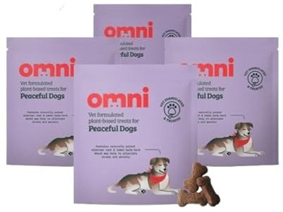 Omni Natural Calming Dog Treats - Anxiety Relief Treat for Nervous Dogs with Valerian Root & Lemon Balm Plant Based Vet Formulated Dog Training Treats for Puppy & Adult, 70g x 4 Case