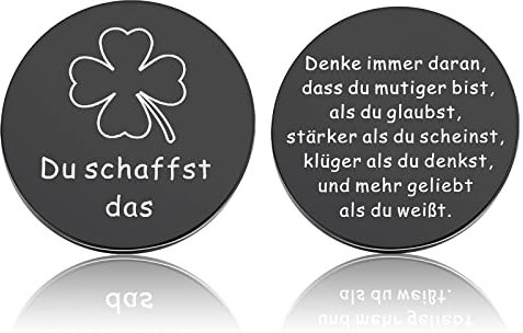 Photect Motivierend Tasche Glücksbringer Geschenke du Schaffst Das Prüfungsglücksbringer Motivationsgeschenke für Schultüte Inhalt Schüler Freund Familie (Schwarz, Vierblättriges Kleeblatt)
