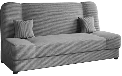Mirjan24 Schlafsofa Jonas Cord, Sofa mit Bettkasten und Schlaffunktion, Bettsofa, Dauerschläfer-Sofa, Schlafcouch, Materialmix, Couch vom Hersteller, Wohnlandschaft (Poso 110)