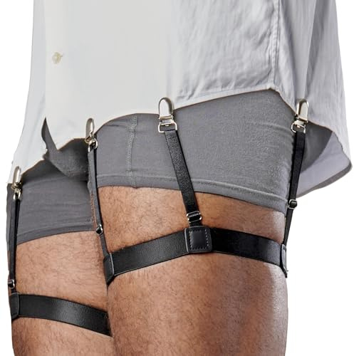 STAY GENT Shirt Stays Sujeta Camisas Hombre Estancia de Camisa, 1 Paire Ajustable Elástico Tirantes para Camisa con Pinzas Antideslizantes para Mete la Camisa en Pantalón - Policia/Militar/Negocios