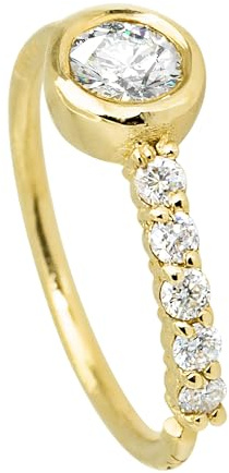 Jewelry Avalanche 20G 14K Yellow Gold Bezel Set 0.12 ctw Diamond Nose Hoop Ring Twist-open 5/16(8mm) Nose Ring, Unisex 14KNH072BZY-WD