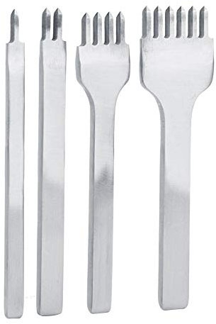 Leder-Nähstanzer, Lederstanzer-Set, 3 Mm, 1/2/4/6 Zinken, Schnürnaht-Meißel-Set, 4-teilig, Lederhandwerkswerkzeuge, Gürtellocher für Leder, Leder-Bastelsets