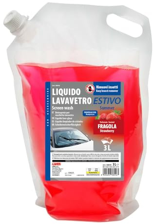 Lampa 38056 - Líquido limpiacristales para coche de verano, no deja rayas, antimosquitos, listo para usar, perfume de fresa, 3 litros