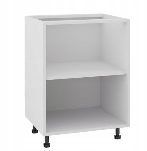 Laclar Modularer Unterer Küchenschrank 60 cm - ohne Arbeitsplatte - mit verstellbaren Füßen und Soft-Close - 18 mm Möbelplatte - einfach zu montieren - ideal für die Küche - Weiß