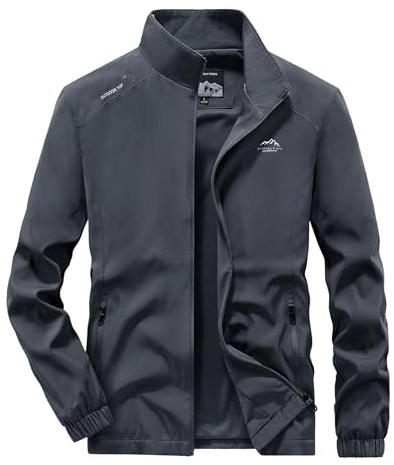 OlyljpinZ Leichte Herren-Jacke, Frühling, Herbst, lässig, Smart-Jacke, Outdoor, winddicht, leicht wasserdicht, Outwear, dünner Windbreaker, Mantel, Wandern, Wandern, Sport, Softshell-Jacke mit