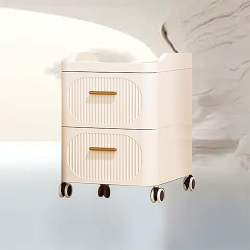 Stapelbare Aufbewahrungsbox mit Deckel Aufbewahrungsbox mit Deckel und Rollen, ideal zur Aufbewahrung von Büchern, Kleidung, Spielzeug, Bettzeug oder als Schuhkarton.(White-2 Layers,35cm)