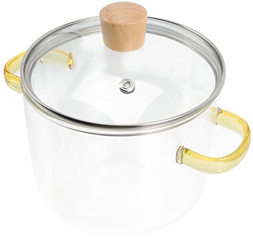 ULTECHNOVO Glas Topf Mit Deckel Für Küche Kochen Suppe Nudeln Huhn Pilz Milch Gemüse Kochgeschirr Klarem Glas Holz Griff