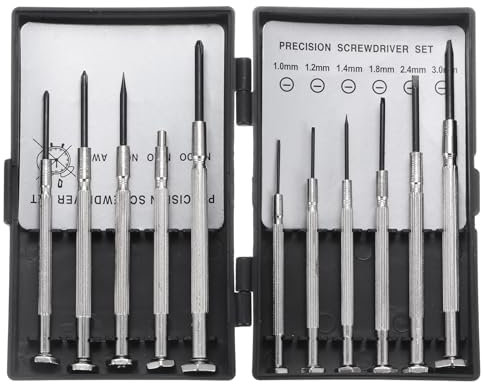HARFINGTON 11pcs Mini Precision Magnetic Screwdriver Set SL1-SL3 N0.00-NO.1 AWL Micro Screw Driver Kit with Rotary Cap and Handle for Eyeglasses Watches Electronics Computer