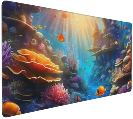 Mouse Mat Extended Large Mouse Mat 50x25x0.3 cm Gaming Mouse Pad, Underwater World Animals Desk Mat, MouseMat Waterproof Cloth XXL Mouse Pad with Non-Slip Rubber Base - Use with all Mouse Types Y-9407