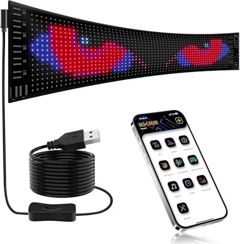 Bunte Augenlampe, weicher Bildschirm für Autofenster, dynamischer LED-Smart-Bildschirm, Blazexel Teufelsaugen-Licht für Autos, programmierbarer, flexibler LED-Bildschirm, mit App-Steuerung