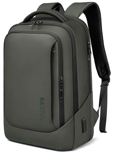 HEROIC KNIGHT Zaino per Computer Portatili da Uomo Zaini per PC portatili da 15,6 pollici, con porta USB antifurto Grande Capacità Resistente all'Acqua per lavoro Quotidiano Viaggio Università-Verde