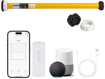Sortfle AM25 Smart Blinds Motor for 1.75 (43mm) Shade Tube, Zigbee Electric Roller Shade, Tubular Motor, App Timer and Group Control, Compatible with Alexa and Google Home