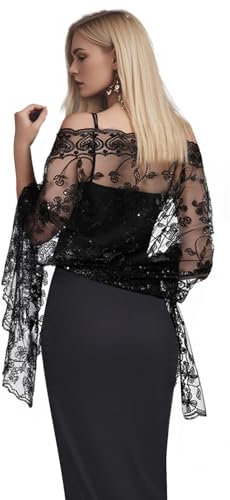 Vxcbad 1920er Stola für Abendkleid, Schultertuch Damen, Funkelnde Festliche Hochzeitschals, Glitter festliche Hochzeit Stola Schal für Abend Party