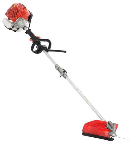 Débroussailleuse à gaz à 2 temps pour la surcroissance, taille-haie sans fil avec perche réglable, tronçonneuse manuelle pour l'entretien du jardin, rouge