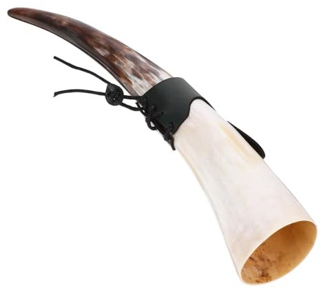 Cabilock Taza De Vino De Cuerno De Buey Natural Con Funda De Cuero Decorativa Artesanal Capacidad Grande Ligera y Fácil De Transportar Para Regalos y Decoración