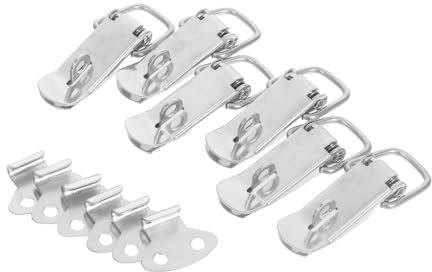 OKUMEYR 6sets Spring Release Latch Toggle Lock Clasp Buckle Stainless Steel Lock Clasp Buckle for Cabinet Boxes Trunk Case Chest Use