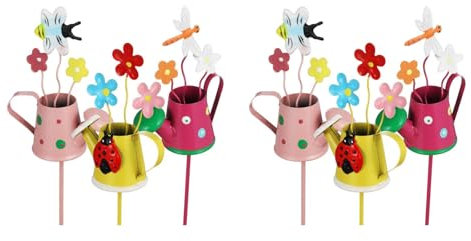 Kisangel 6 Pièces Piquets De Jardin Décoratifs Plantes Piquets en Métal Pot De Fleur Décor De Fleurs pour Décor De Pelouse De Jardin Extérieur