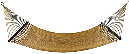 10FT Durable Polyester Soft Spun Rope Hammock with Spreader Bars Large 51Inch Two Person Outdoor Patio Relaxation Ideal for Yard and Porch