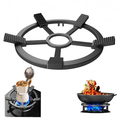 CHDEXU Cast Iron Wok Support Ring, Gas Ring Reducer Stovetop Stand for Moka Pot Coffee Pot Saucepan and Wok, Reducer Ring Holder Trivets for Gas Stove Hobs Cooker