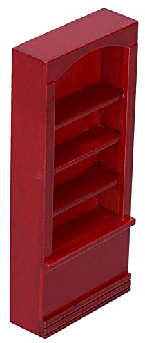 Akozon 1:12 Scale Dollhouse Miniature Wooden Bookcase - Redwood Color Furniture Model Toy for Living Room & Bedroom Decor
