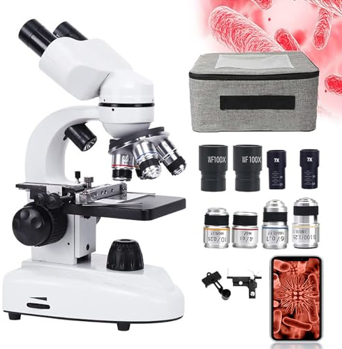 DEaThsalL Microscopio Biologico HD 30000X/50000X/70000X, Set di Microscopi Binoculari Professionali, Tubo A 360° + Distanza Interpupillare Regolabile (55-75 Mm), per Insegnamento/Laboratorio,70000X