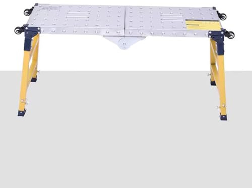 Piattaforma per ponteggi in acciaio inox resistente, 5 posizioni, altezza regolabile, capacità 250 kg, pieghevole e portatile, con piedini in gomma antiscivolo, banco da lavoro lungo 160 cm