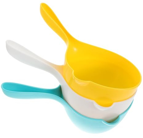 Toddmomy 3 pièces Lot de Louches à Eau Plastique Épaissi pour Bain Cuisine et Arrosage Poignée Longue Ergonomique Usage Domestique et Camping Couleurs Blanc
