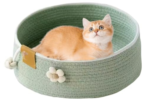 Tktouci Cat Basket Bed - Kitten Bed Nest for Indoor Cats,Scratching Pad Pet Supplies for Puppy Office Bedroom Living Room Car Desk Window Sill Playing Couch Indoor