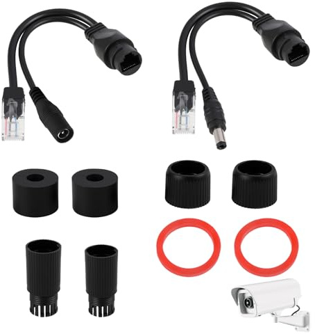 POE - Kit iniettore 12 V con splitter POE per cavi RJ45 e adattatore di alimentazione passivo, iniettore Ethernet per telecamera di sicurezza IP, punto di accesso WiFi, router, interruttore di rete