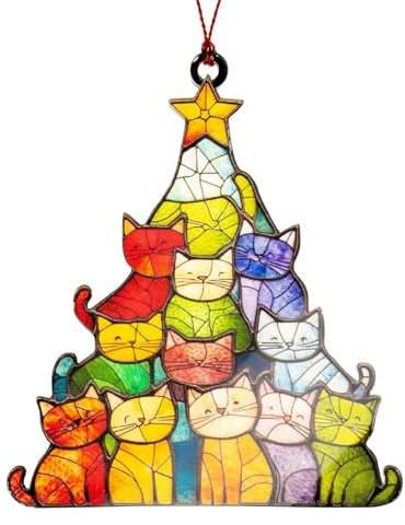 Muorruo Regali per Amanti dei Gatti per Donne, Ornamentini Colorati per L'Albero di Natale, Dolci Ornamenti di Gatto, Ornamento Gatto Nero, Decorazione Natalizia Gatto
