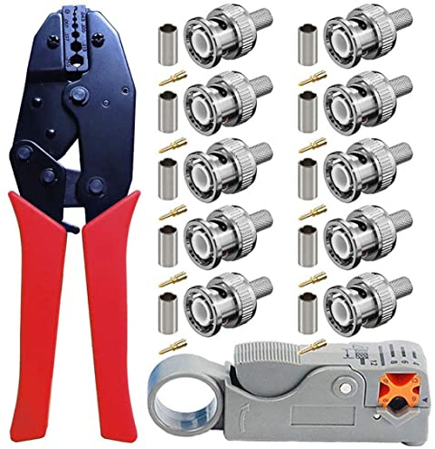 Pince à dénuder de câble coaxial, ensemble d'outils de sertissage BNC, pince à dénuder rotative câble coaxial, sertir avec connecteurs sertir mâles BNC pour RG59, connecteur