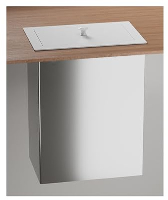 WRJAHCG Poubelle Cuisine Encastrable,Poubelle Plan De Travail en Acier Inoxydable,Couvercle De Poubelle Intégré Cachée pour Hôtel Restaurant Table À Manger,White lid + Can