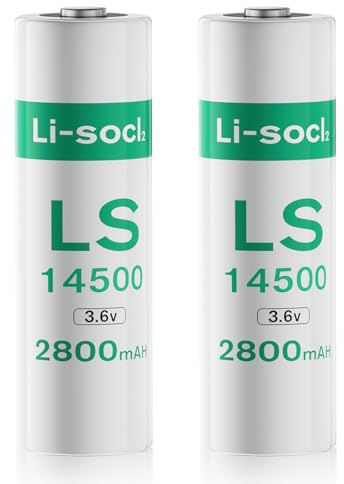 2 Pack LS1450O ER14505 Batteries, 2800mAh 3.6V AA Lithium Batteries Li-SOCL₂ Non-Rechargeable ER1450O Battery for Water Electricity Meter Generic Battery