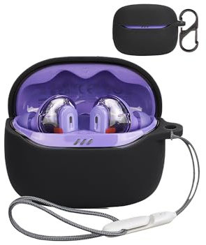 OAZSWGG Black Silicone Case for JBL Tune Beam 2 Headphone Charging Case - Anti-Scratch Anti-Drop Cover, Soft Flexible Shockproof Shell for Daily Use