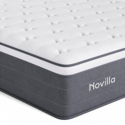 Novilla King Size Mattress 5FT – 27CM Medium Firm Memory Foam Hybrid Mattress with 7-Zone Pocket Sprung Support, Motion Isolation, Pressure Relief, Edge Support, Mattress in a Box (150x200cm)